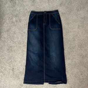 Long dark denim skirt